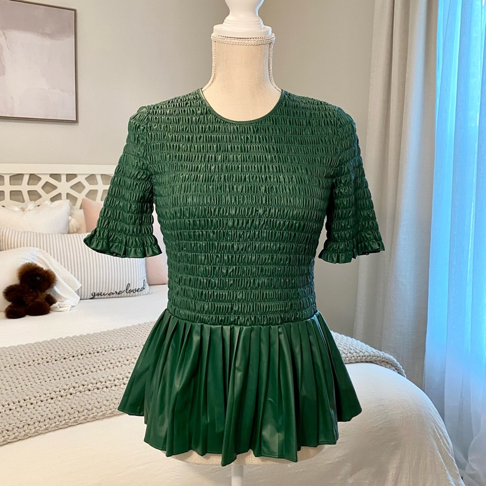 NWT | ZARA Faux Leather Ruched Top